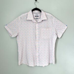 Croft & Barrow Slim Fit Button Up Short Sleeve Pink/Blue Flowers Men's XL